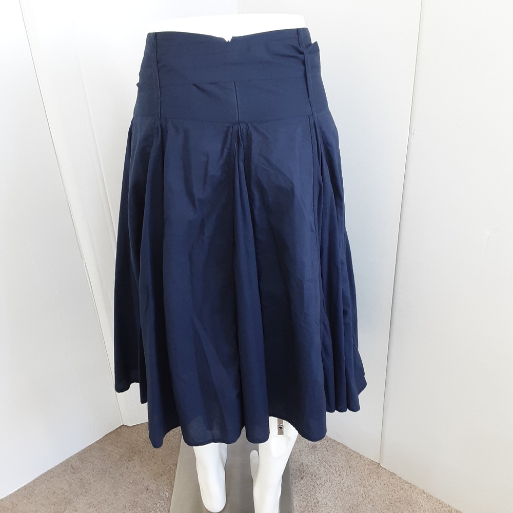 For the Republic 100% Cotton Navy Flare Circle Shaker Pleated Skirt Sz 6 - Y2K - Picture 5 of 13